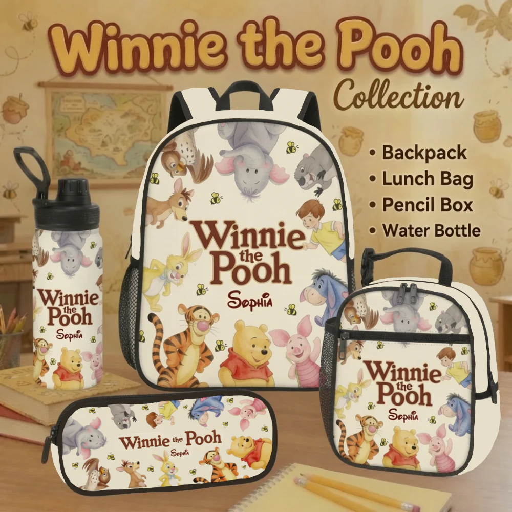 DSNY Honey Bear With Friends - Personalized Backpack, Lunch Bag, Pencil Case & Water Bottle - Back to School Gift HH01 - Image 3