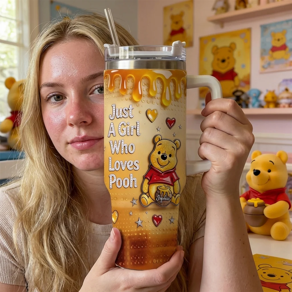 DSNY Just A Girl Who Loves Honey Bear - Personalized Tumbler With Handle - Gift For Her, Movie Fans NL122 - Image 2
