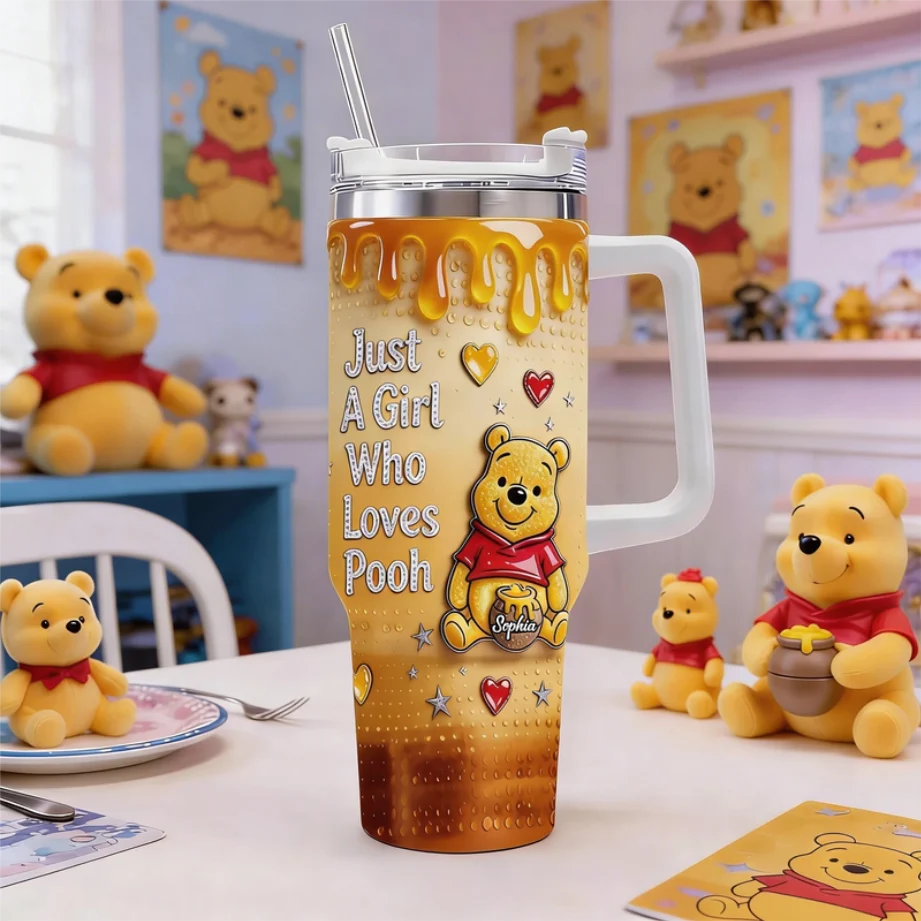 DSNY Just A Girl Who Loves Honey Bear - Personalized Tumbler With Handle - Gift For Her, Movie Fans NL122 - Image 3