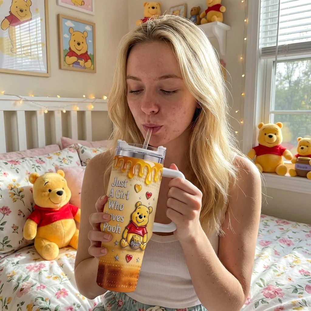DSNY Just A Girl Who Loves Honey Bear - Personalized Tumbler With Handle - Gift For Her, Movie Fans NL122 - Image 4