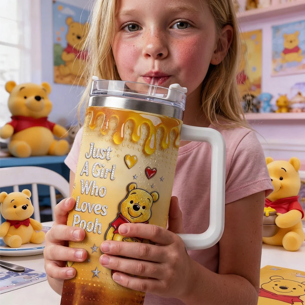 DSNY Just A Girl Who Loves Honey Bear - Personalized Tumbler With Handle - Gift For Her, Movie Fans NL122 - Image 5