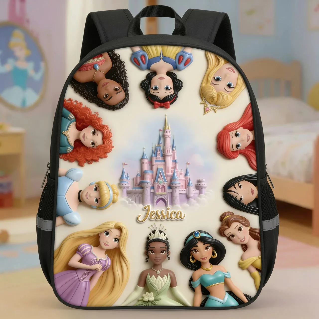 DSNY Just Love Princess - Personalized Backpack, Lunch Bag, Pencil Case & Water Bottle - Back To School Gift - Image 2