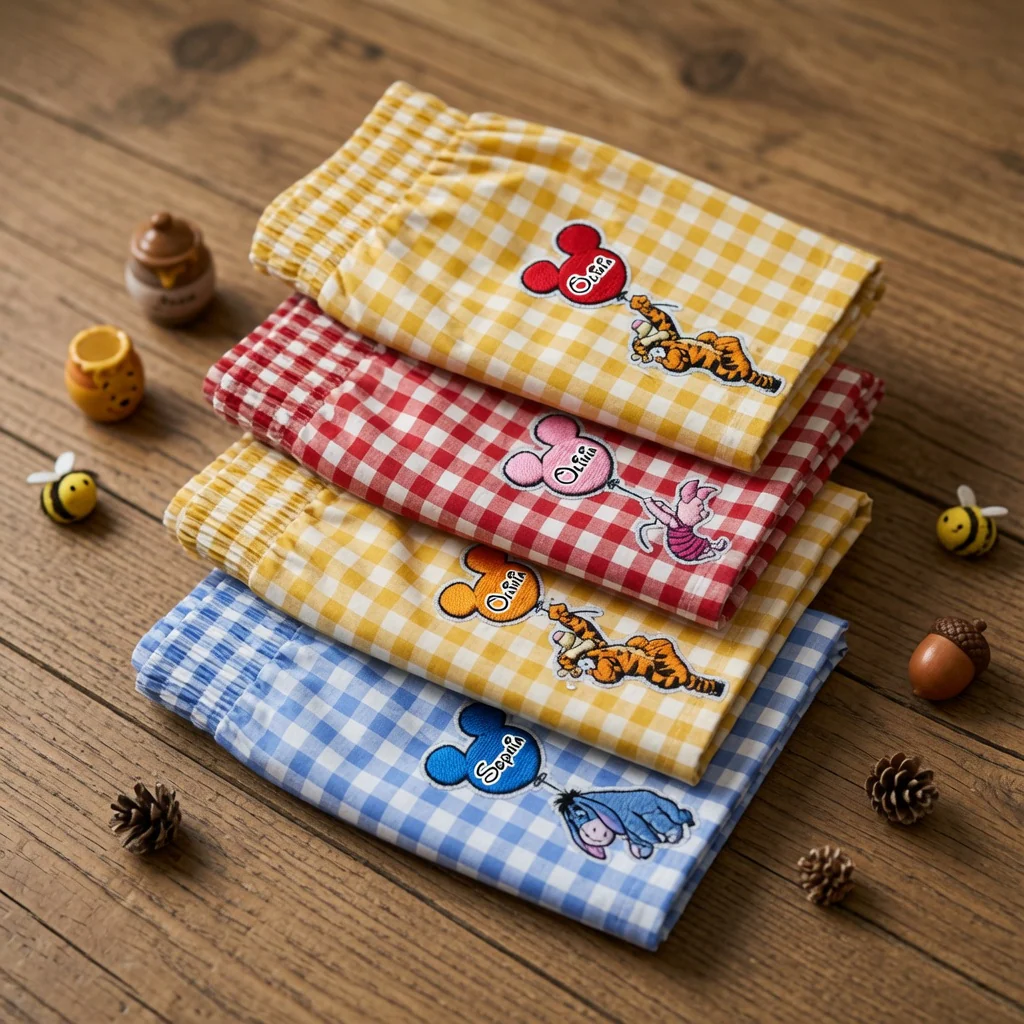 DSNY Just Loves Honey Bear And Friends - Personalized Embroidery Gingham Short - Summer Gift For Her HH01 - Image 2