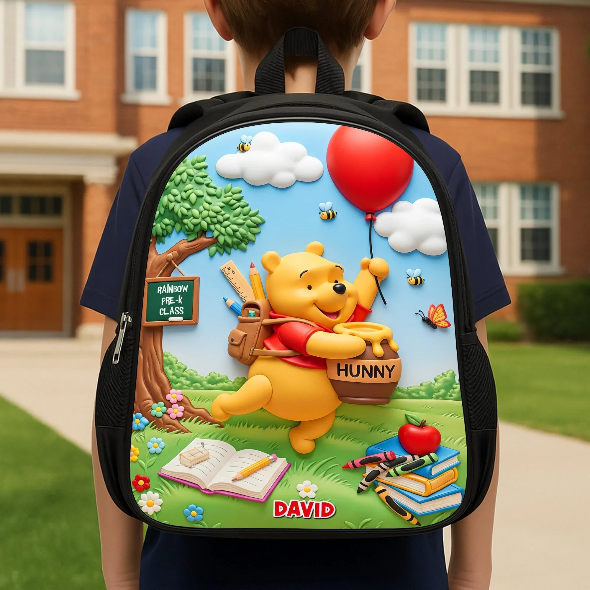 DSNY Just Loves Honey Bear - Personalized Backpack, Lunch Bag, Pencil Case & Water Bottle - Back to School Gift - Image 2