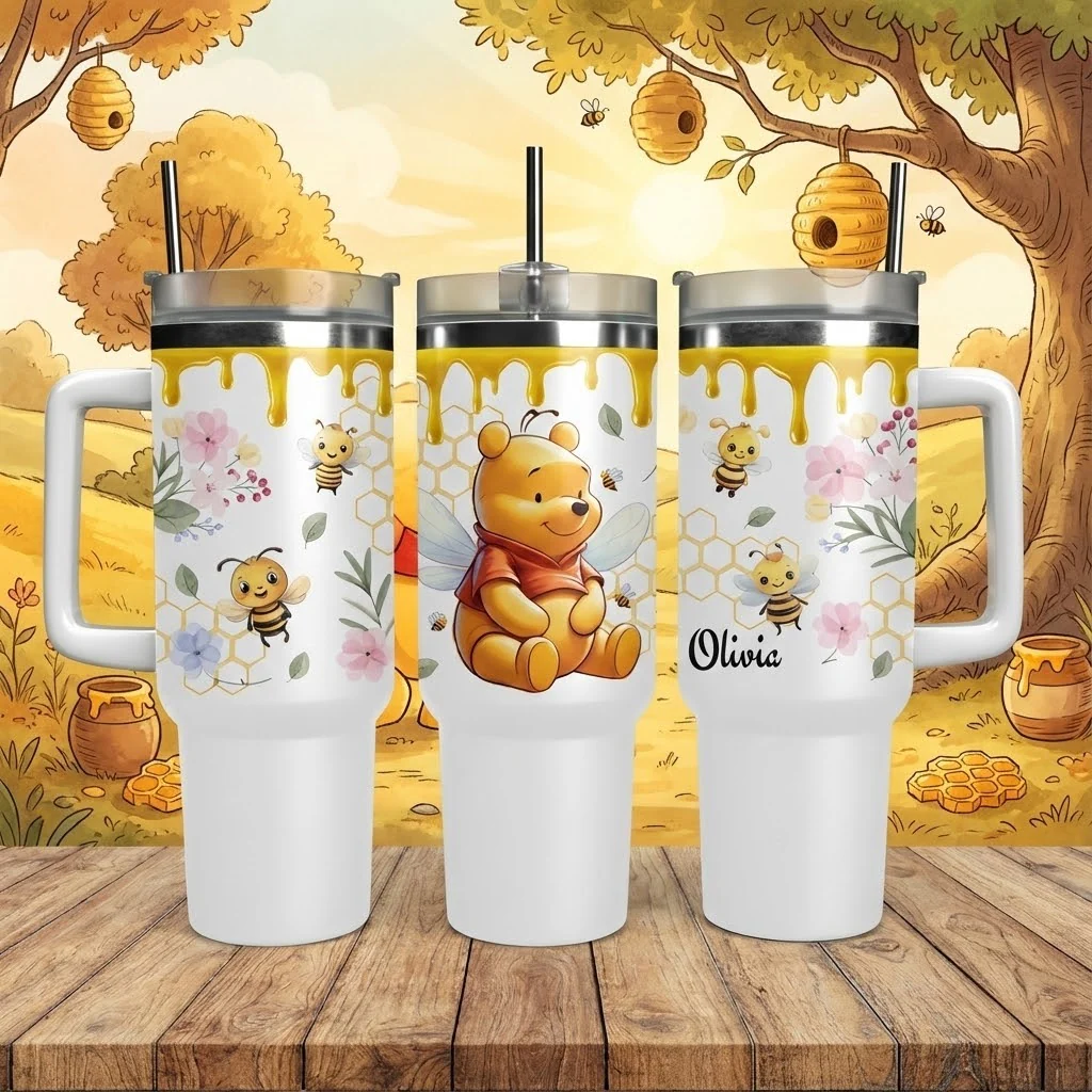 DSNY Just Loves Honey Bear - Personalized Tumbler 40oz Cup With Straw - Gift For Fan Movies HH01