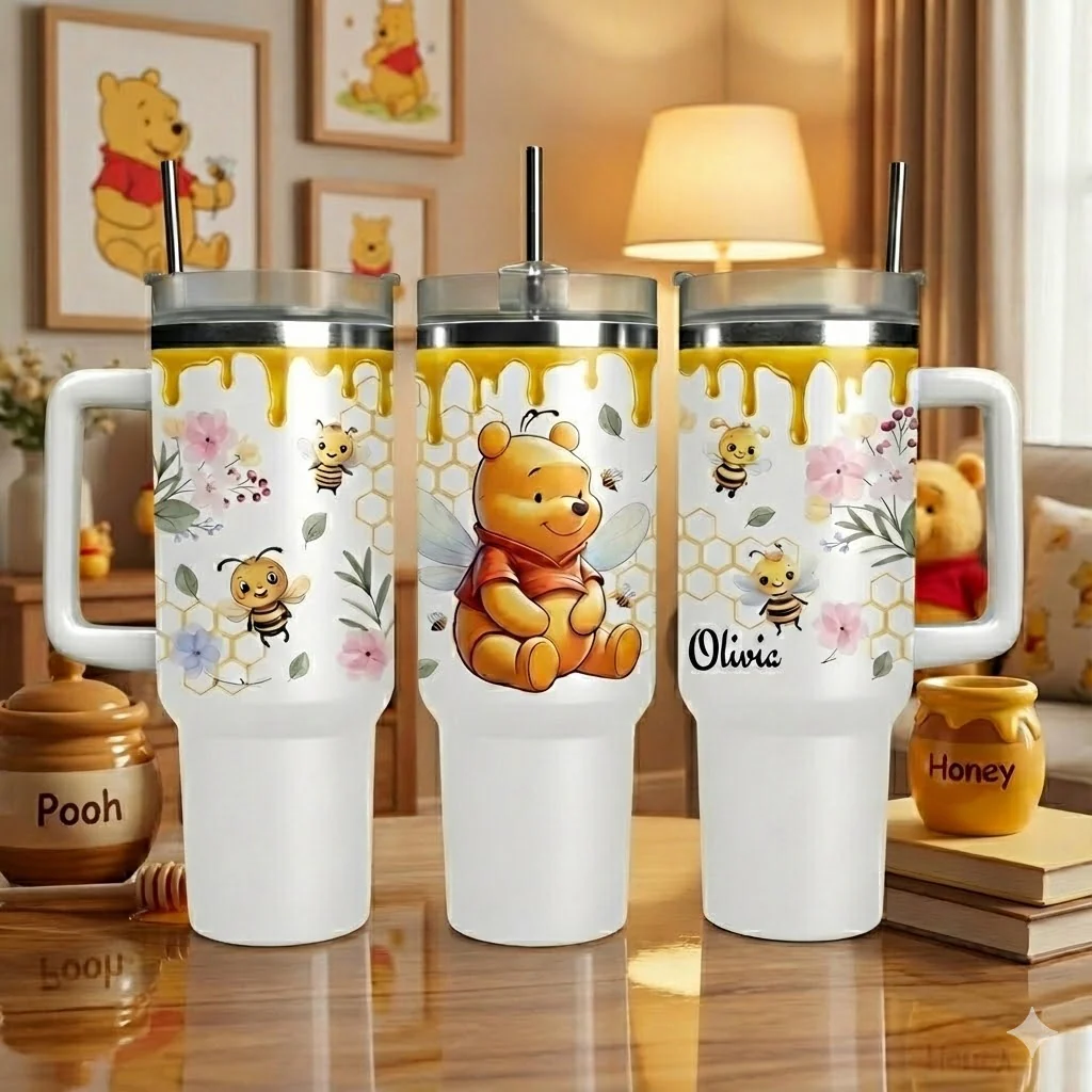 DSNY Just Loves Honey Bear - Personalized Tumbler 40oz Cup With Straw - Gift For Fan Movies HH01 - Image 2