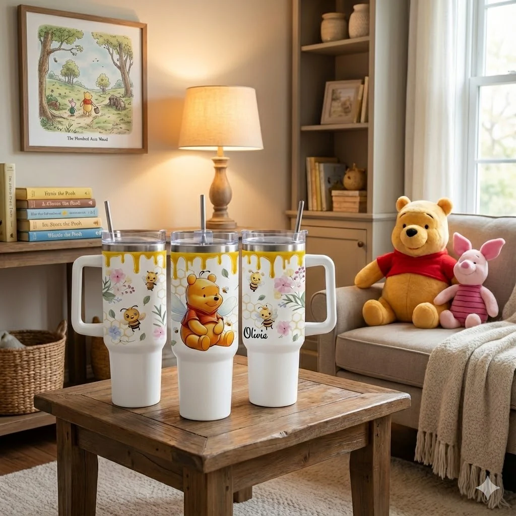 DSNY Just Loves Honey Bear - Personalized Tumbler 40oz Cup With Straw - Gift For Fan Movies HH01 - Image 3