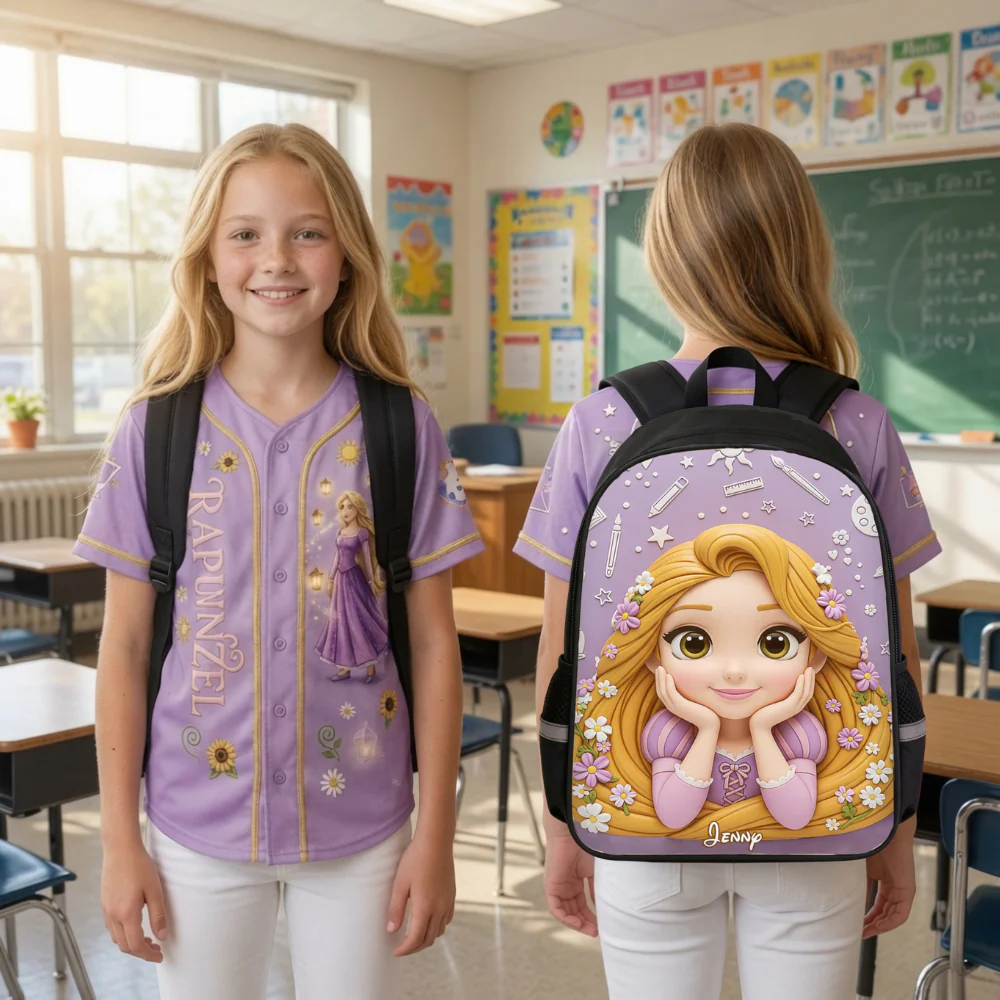DSNY Just Loves Princess - Personalized Backpack, Lunch Bag, Pencil Case & Water Bottle - Back to School Gift - Image 2