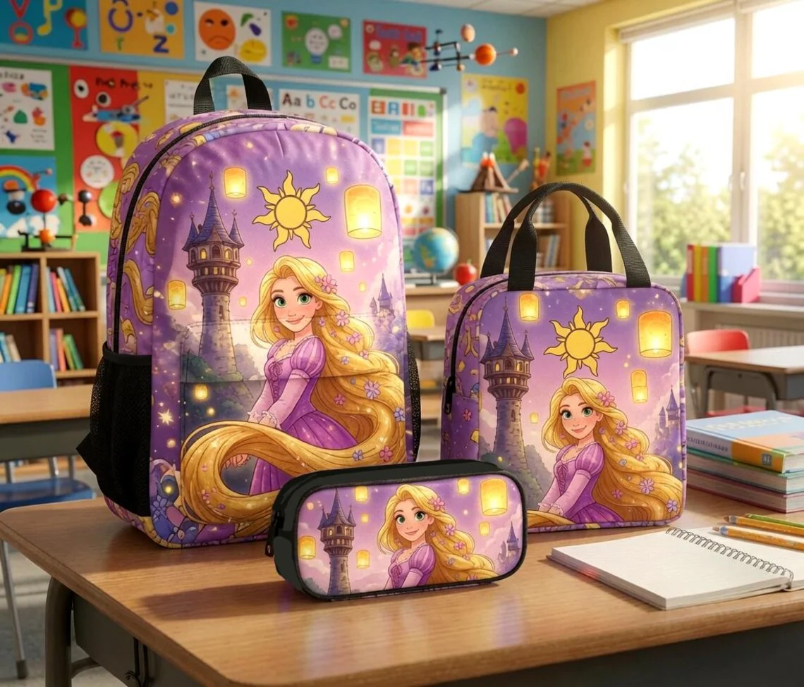 DSNY Just Loves Princess - Personalized Backpack, Lunch Bag, Pencil Case & Water Bottle - Back to School Gifts