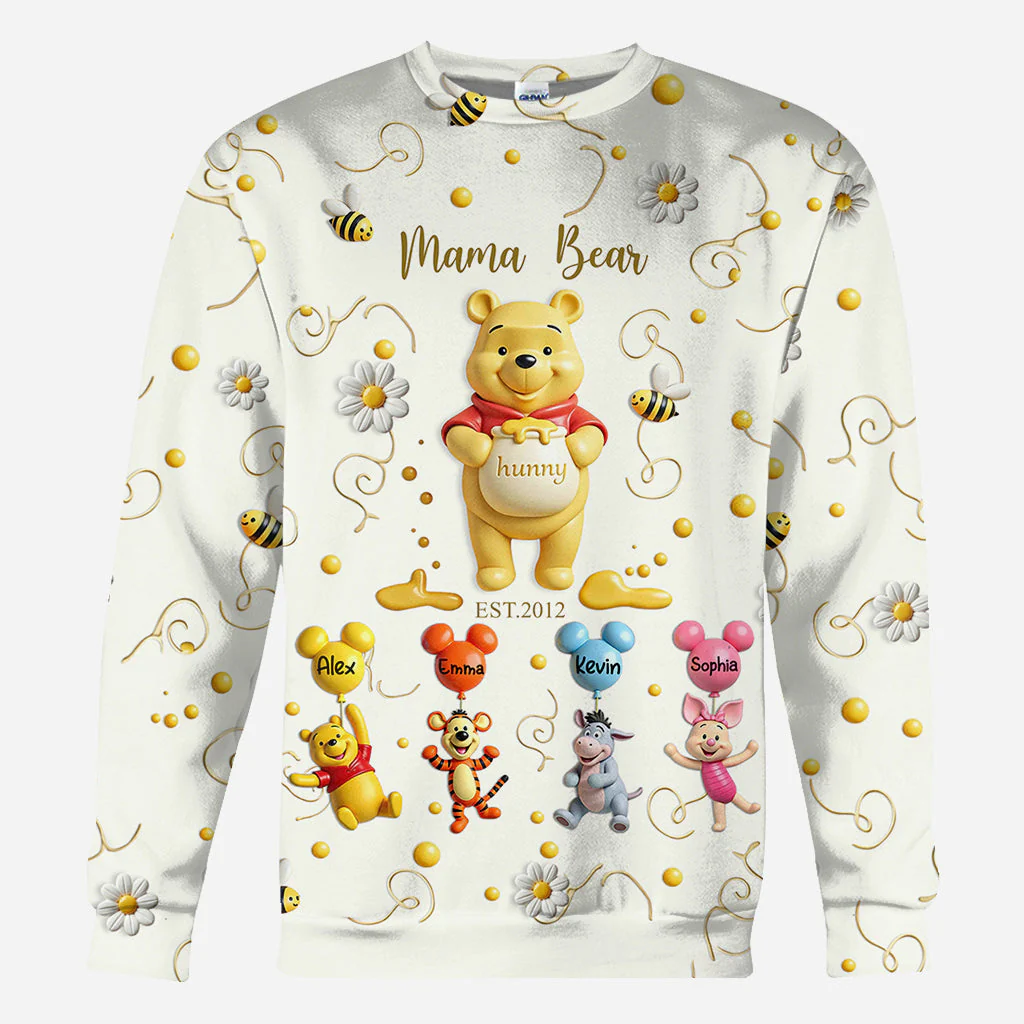 DSNY Mama Honey Bear - Personalized All Over Shirt - Gift For Mom, Grandma NL122 - Image 3