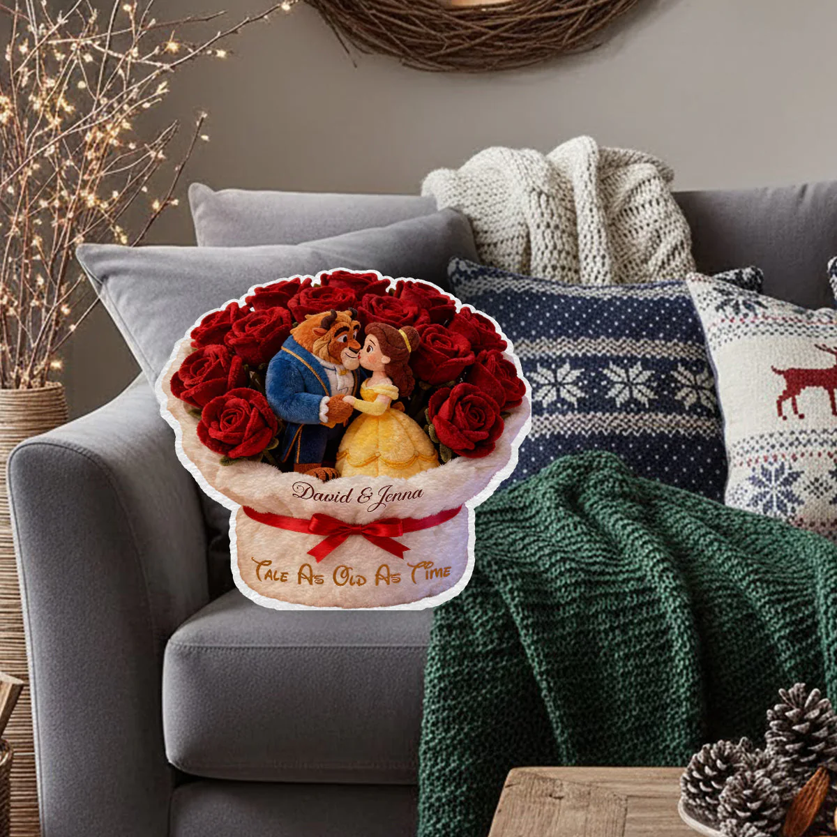 DSNY Tale As Old As Time - Personalized Custom Shaped Pillow - Gift For Movie Fans, Couples NL122 - Image 4