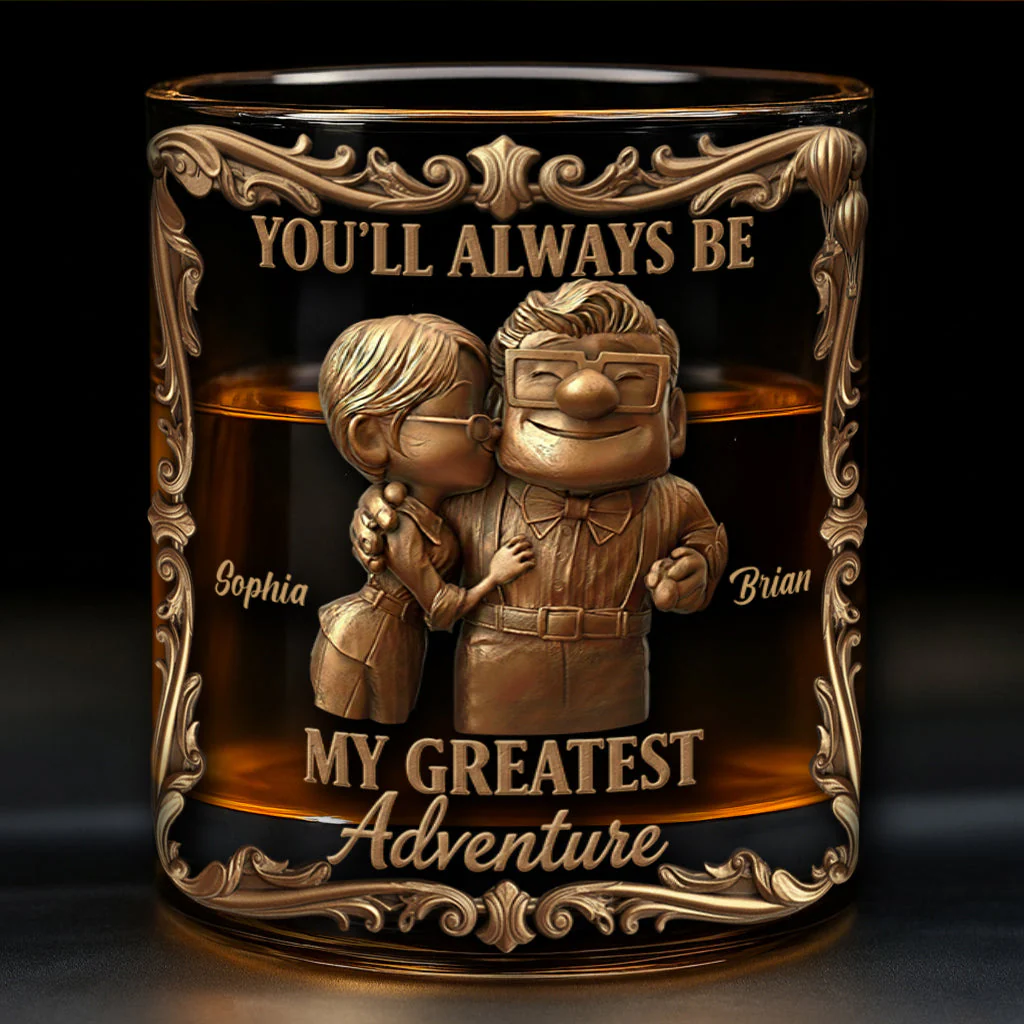 DSNY You'll Always Be My Greatest Adventure - Personalized Whiskey Glass - Gift For Couple, Fan Movies HH01