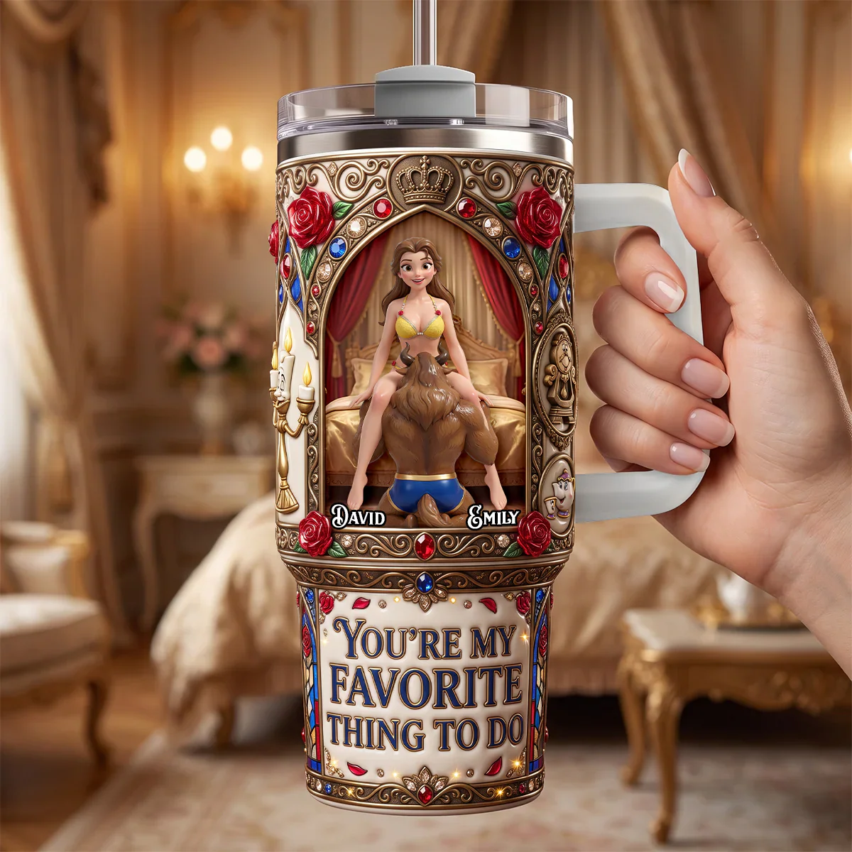 DSNY You're My Favorite Thing To Do - Personalized Tumbler With Handle - Gift For Couples NL122 - Image 2