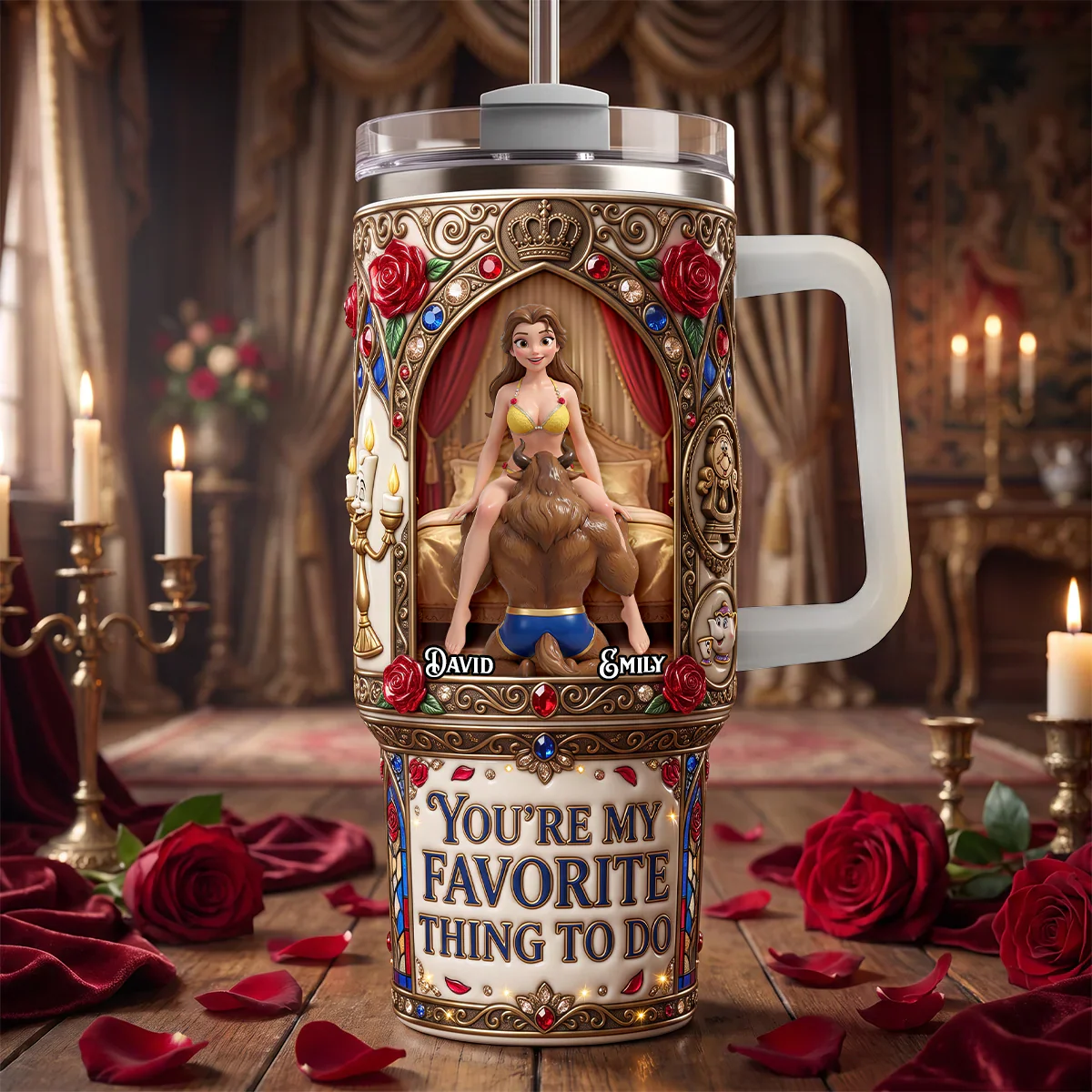 DSNY You're My Favorite Thing To Do - Personalized Tumbler With Handle - Gift For Couples NL122 - Image 3