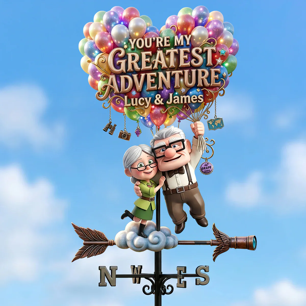 DSNY You're My Greatest Adventure - Personalized Weather Vane - Gift For Family, Couple - Image 2