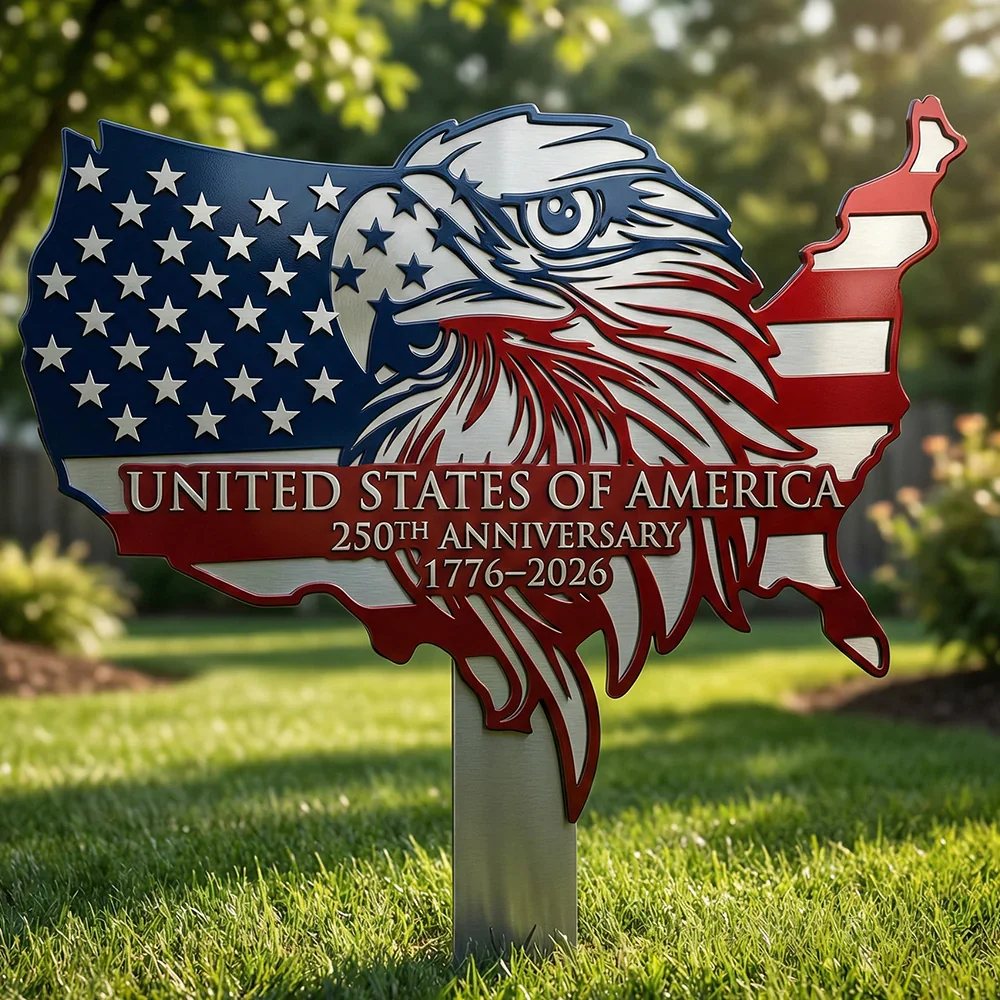 Eagle Of Proud Land - Personalized Metal Stake Garden - Patriotic Gift For Family - Image 2