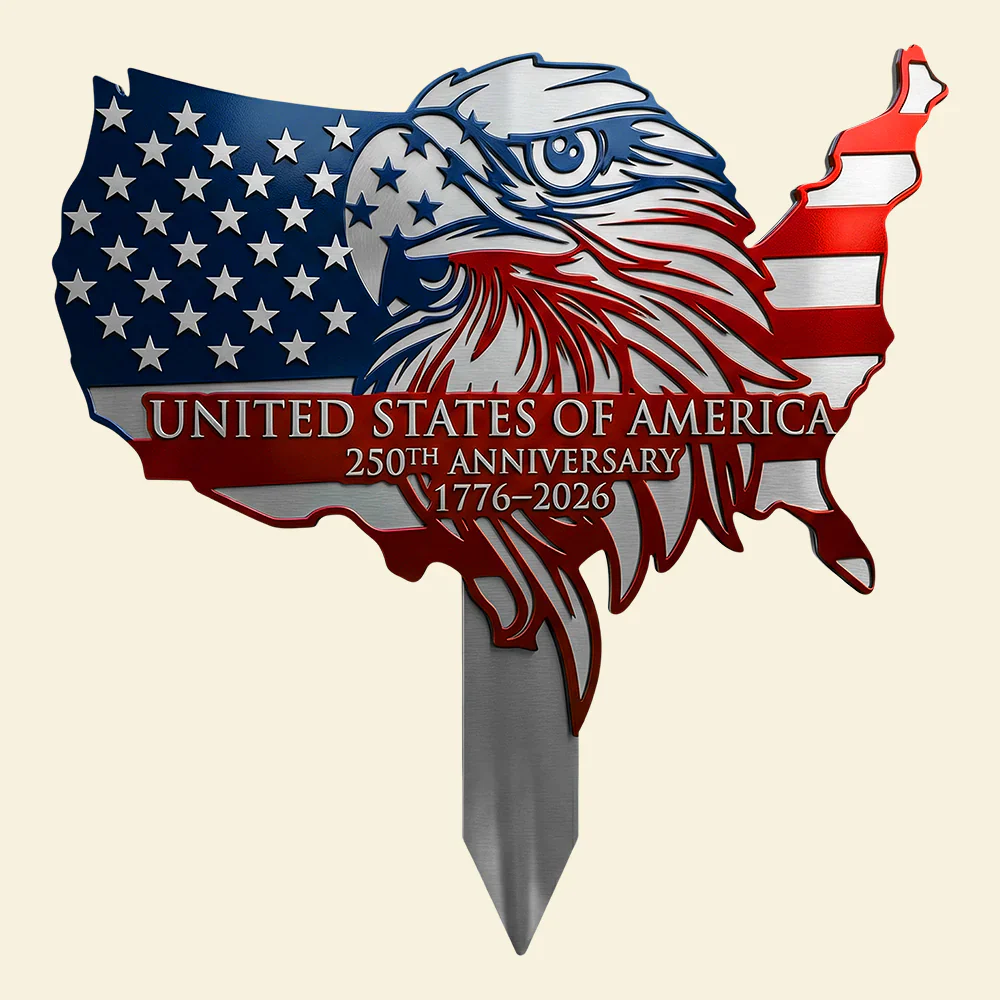Eagle Of Proud Land - Personalized Metal Stake Garden - Patriotic Gift For Family - Image 3