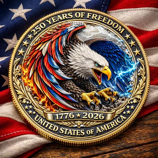 Eagle USA 250th Anniversary 1776 To 2026 - Commemorative Coin - Gift For Patriots - Image 2