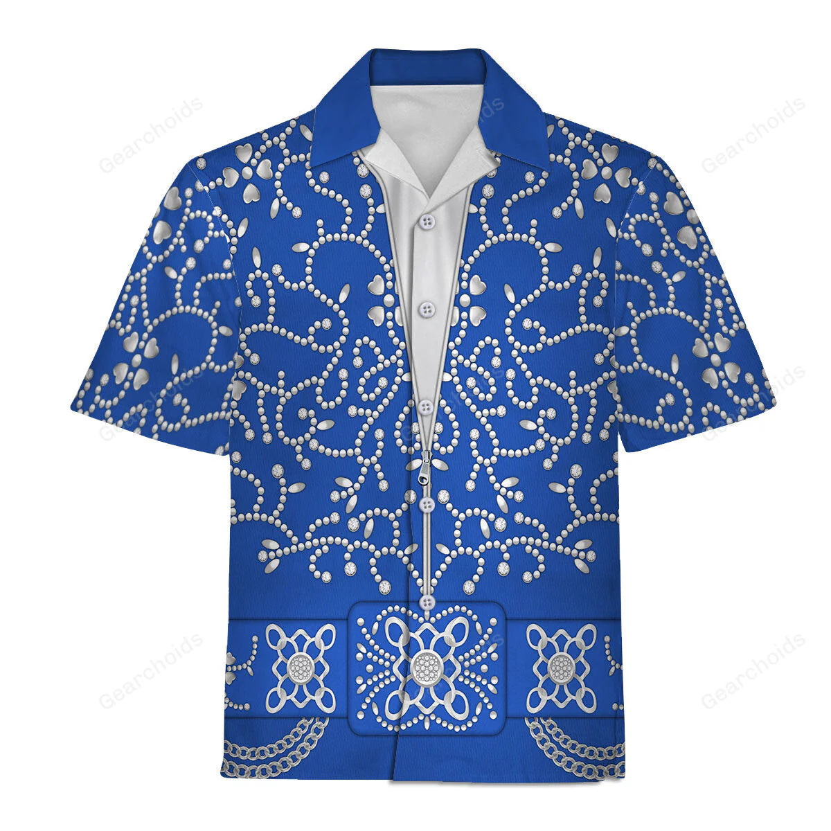 Elvis Blue Swirl Blue - Costume Cosplay Hawaiian Shirt CSELV024
