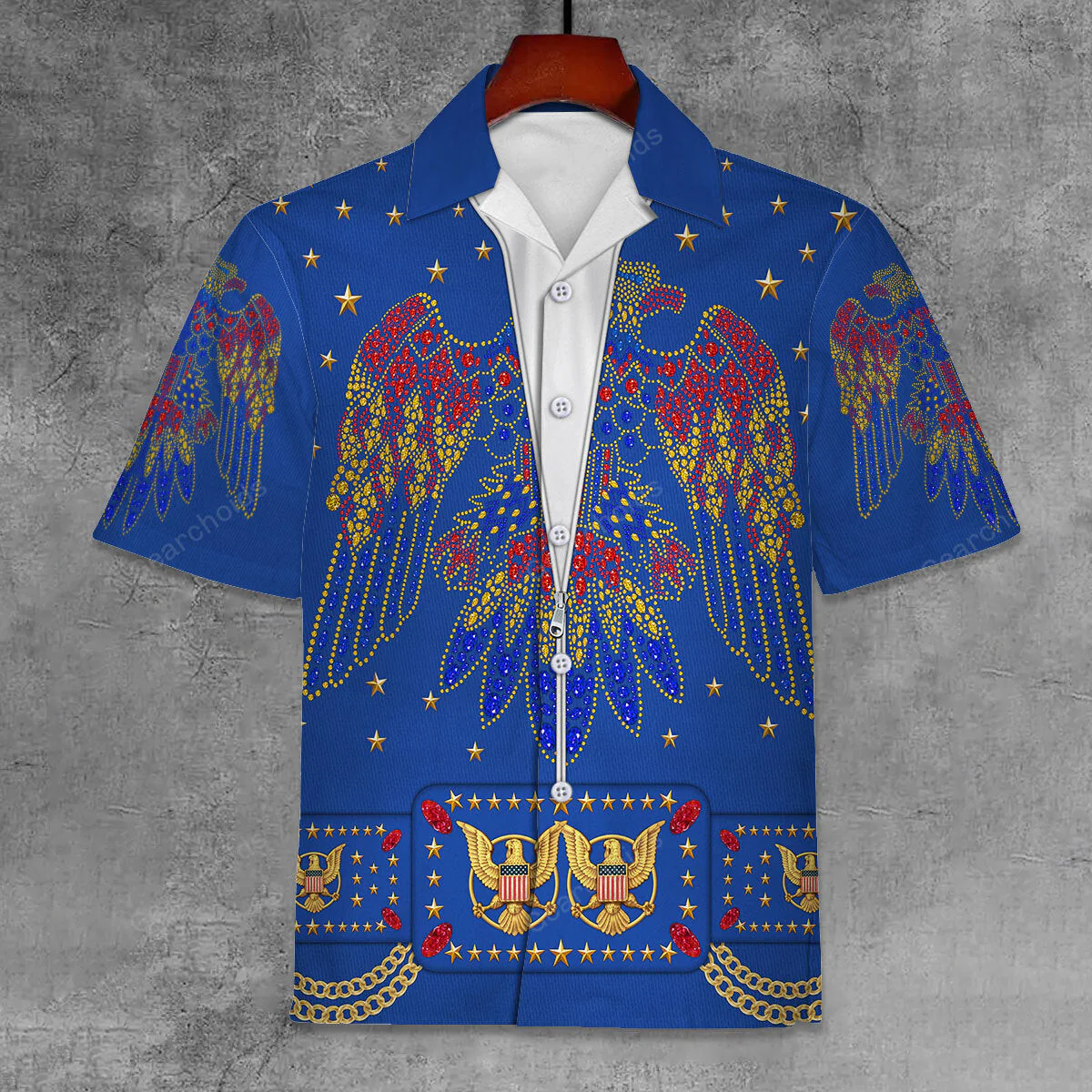 Elvis EAGLE Blue - Costume Cosplay Hawaiian Shirt CSELV029
