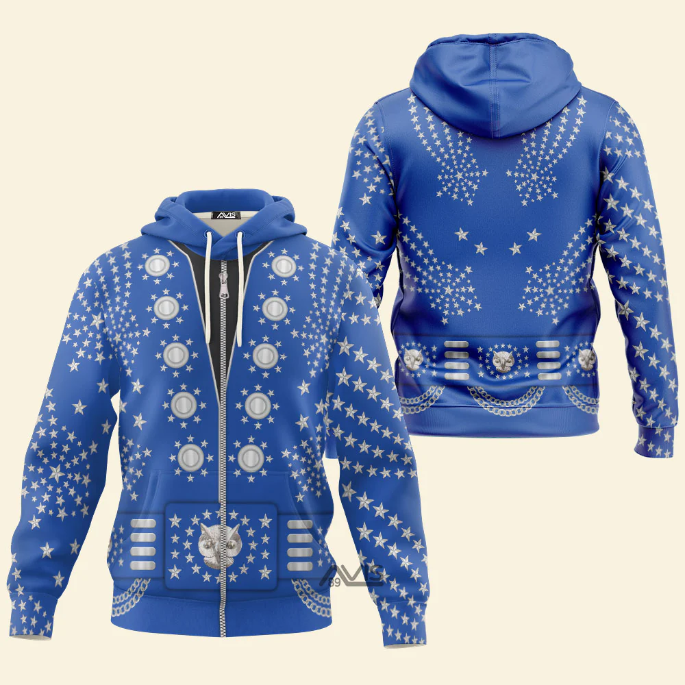 Elvis Owl Blue - Costume Cosplay Hoodie Sweatshirt Sweatpants CSELV006 - Image 2
