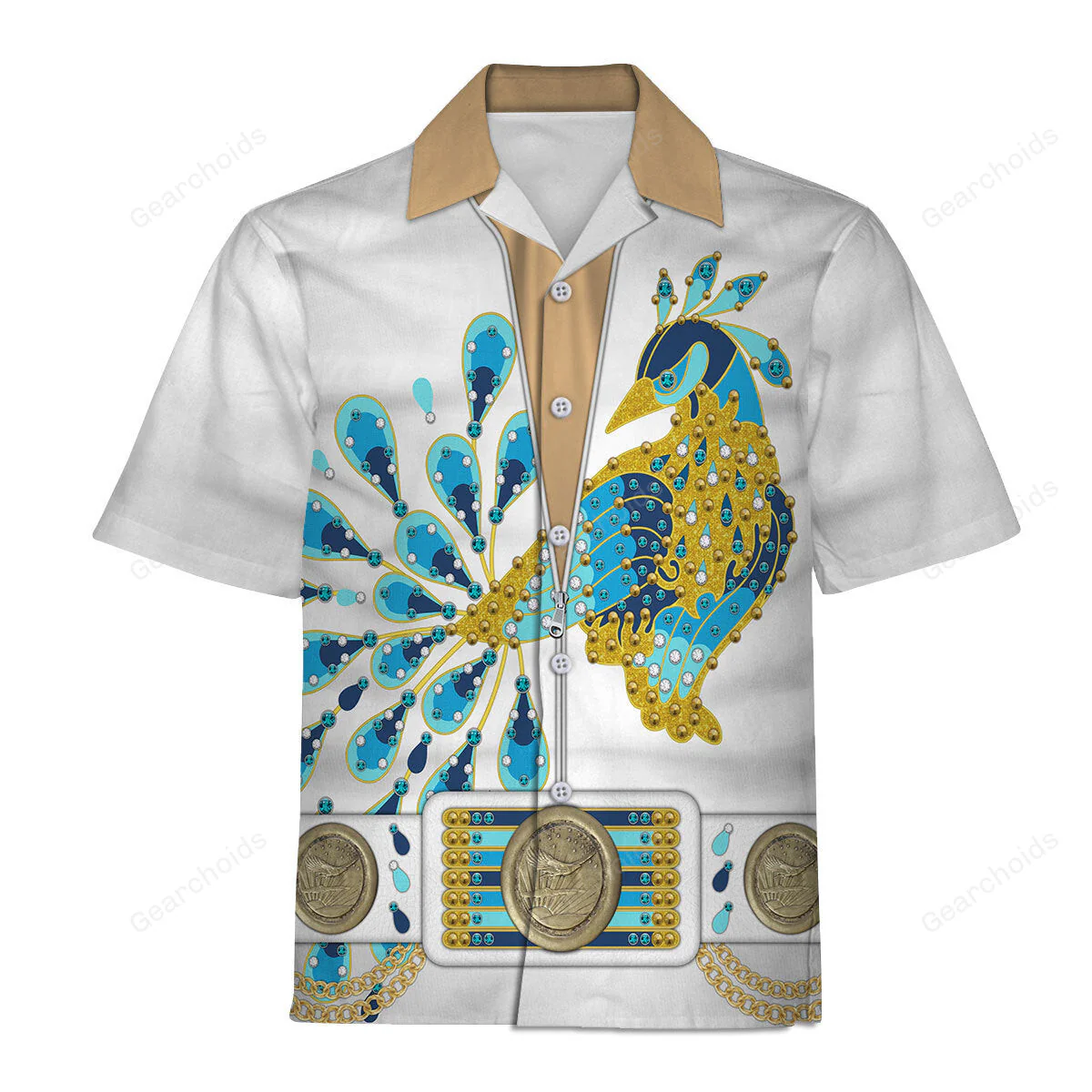 Elvis Presley Peacock Outfit - Costume Cosplay Hawaiian Shirt CSELV004