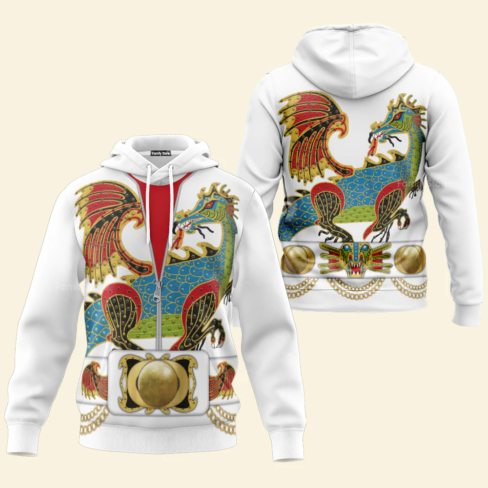 Elvis Presley The Dragon Outfit Black - Costume Cosplay Hoodie Sweatshirt Sweatpants CSELV017 - Image 3