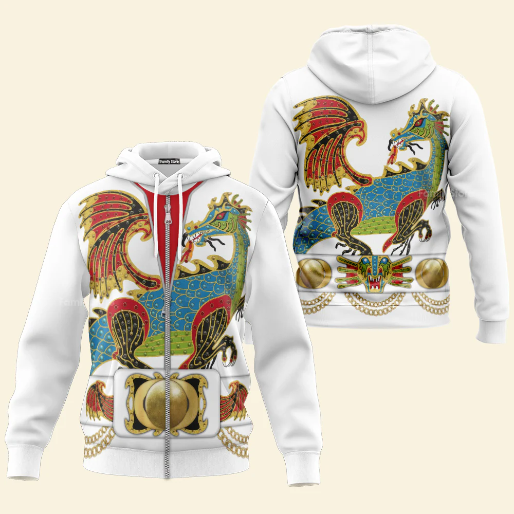 Elvis Presley The Dragon Outfit Black - Costume Cosplay Hoodie Sweatshirt Sweatpants CSELV017 - Image 4