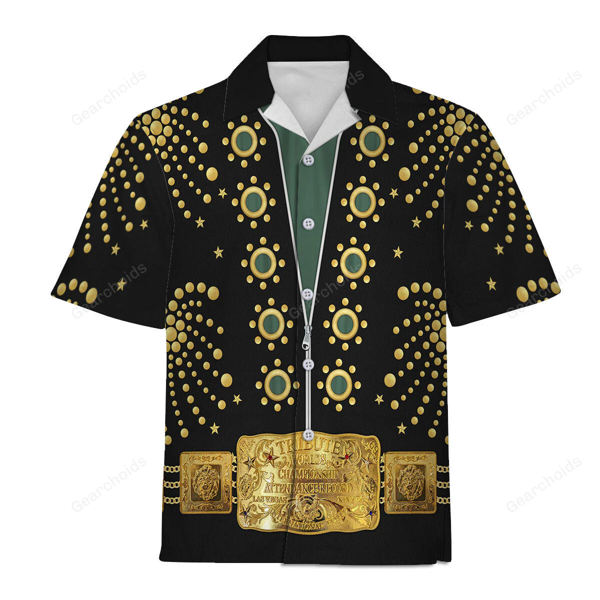 Elvis Presley The Fireworks Black - Costume Cosplay Hawaiian Shirt CSELV020
