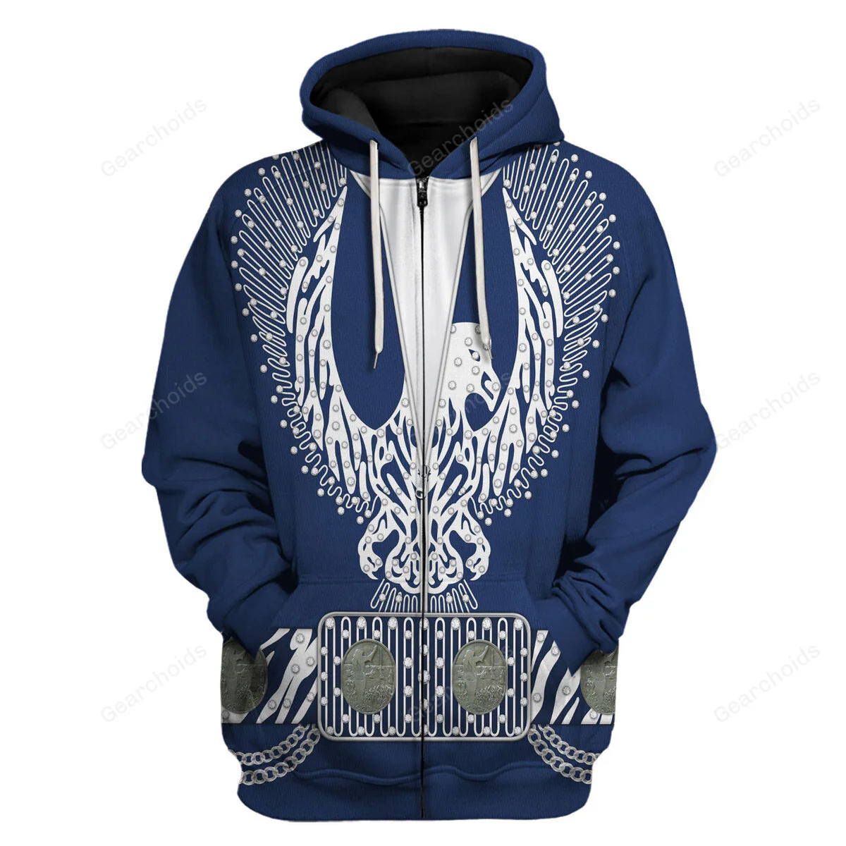 Elvis Silver Phoenix Blue - Costume Cosplay Hoodie Sweatshirt Sweatpants CSELV018 - Image 3