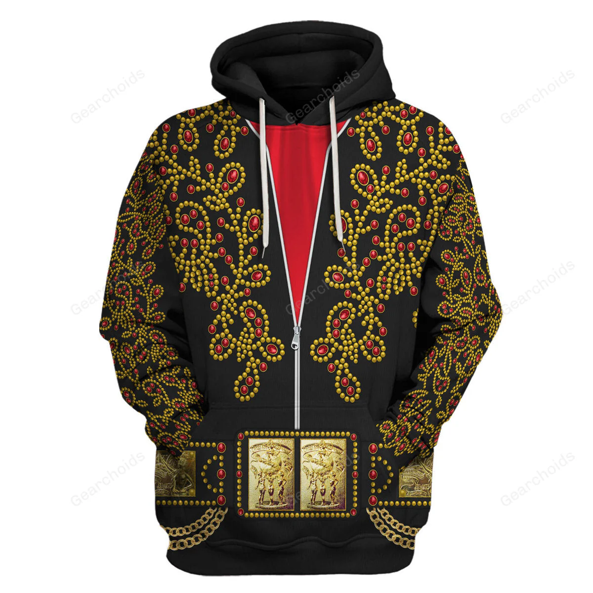 Elvis Spanish Flower - Black With Red Stones - Costume Cosplay Hoodie Sweatshirt Sweatpants CSELV037 - Image 2