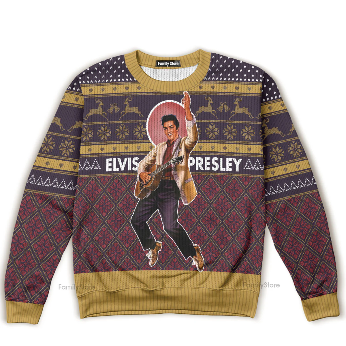 Elvis Guitar - Costumes Cosplay Ugly Christmas Sweater - Image 4