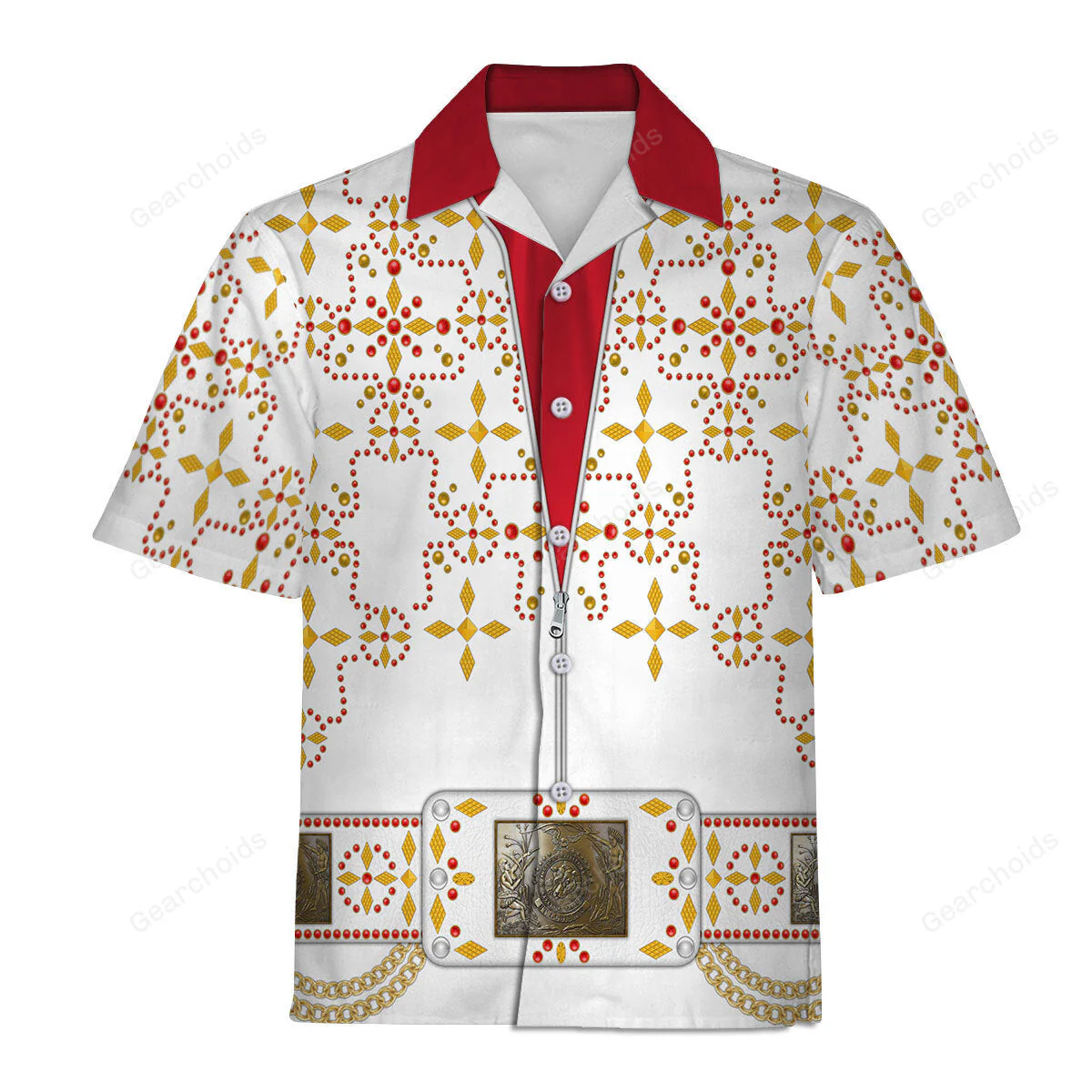 Elvis White Conquistador - Costume Cosplay Hawaiian Shirt