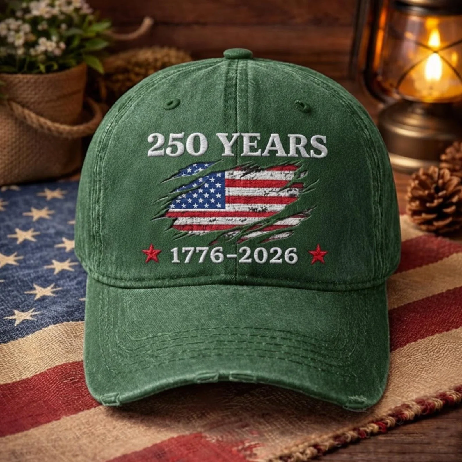 Embroidered 250 Years Of Freedom American Flag - Classic Cap - Gift For Patriots - Image 3