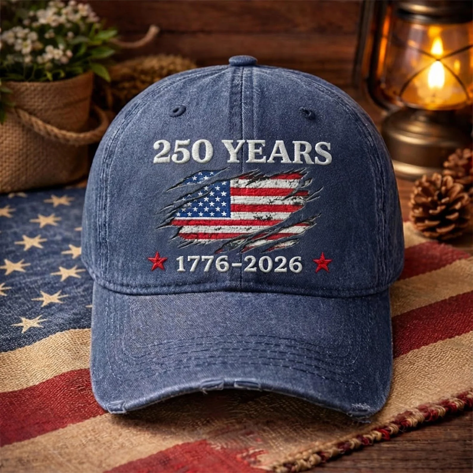Embroidered 250 Years Of Freedom American Flag - Classic Cap - Gift For Patriots - Image 4