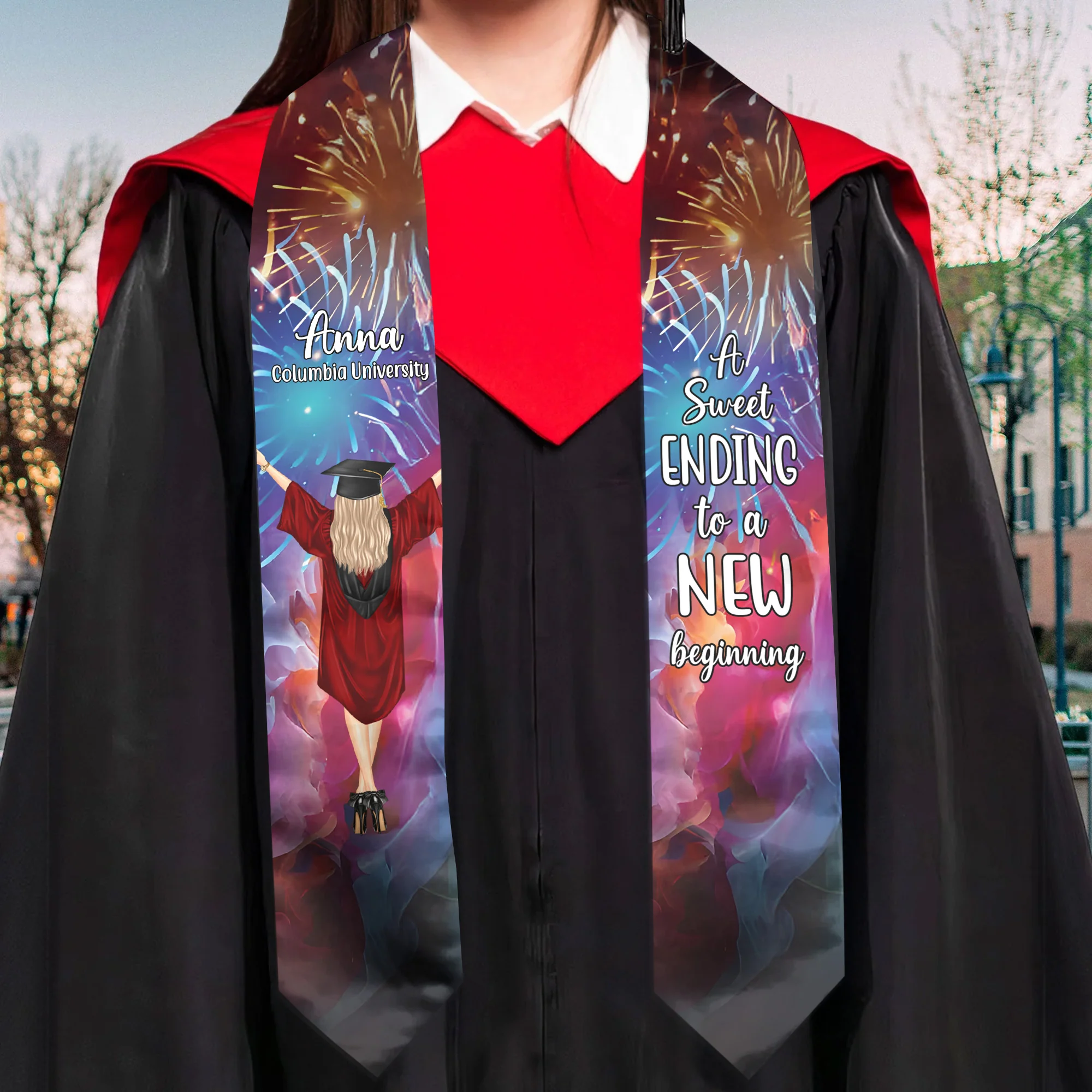 Ending To New Beginning - Personalized Graduation Stoles - Graduation Gift, Senior Gift | GR4 NH96