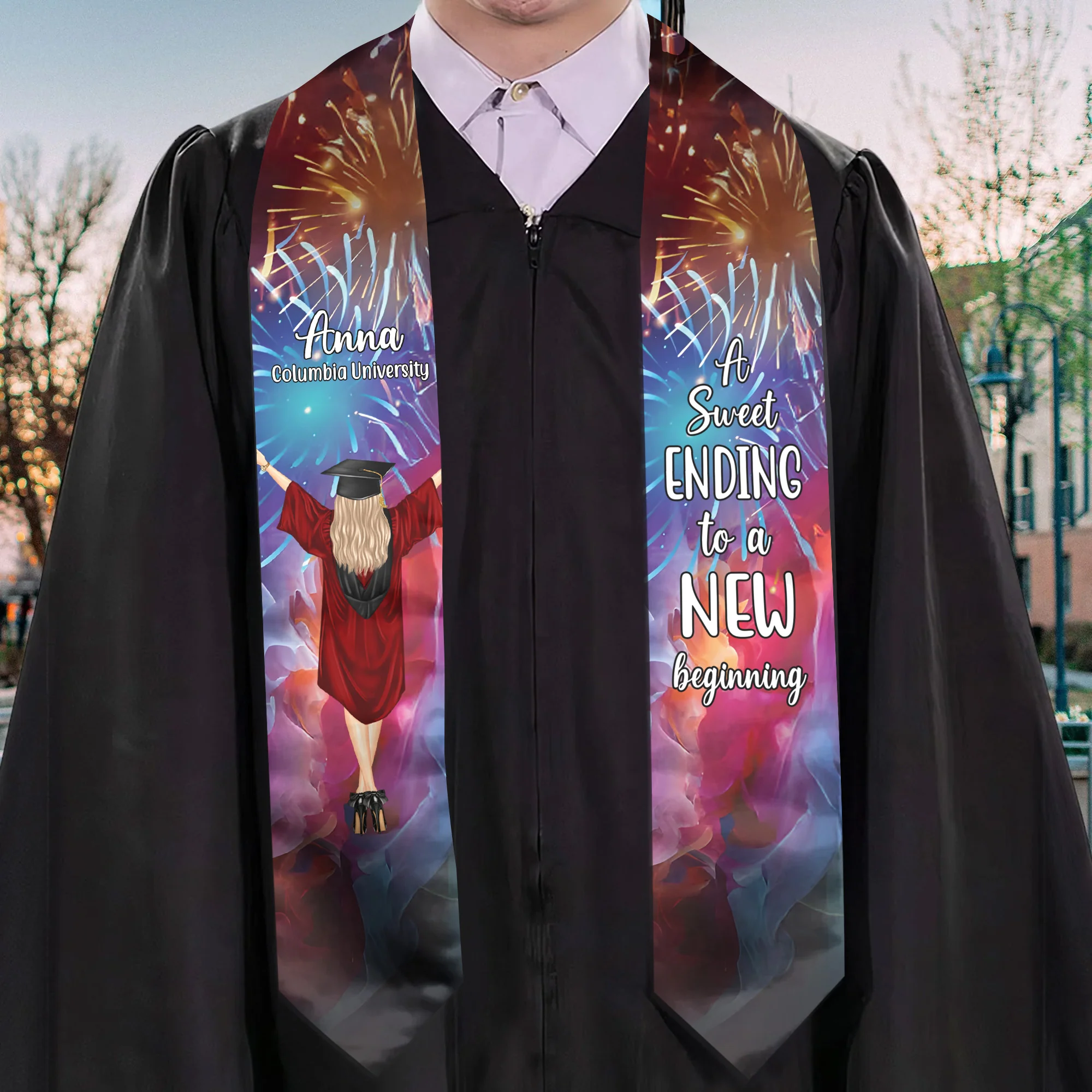 Ending To New Beginning - Personalized Graduation Stoles - Graduation Gift, Senior Gift | GR4 NH96 - Image 2