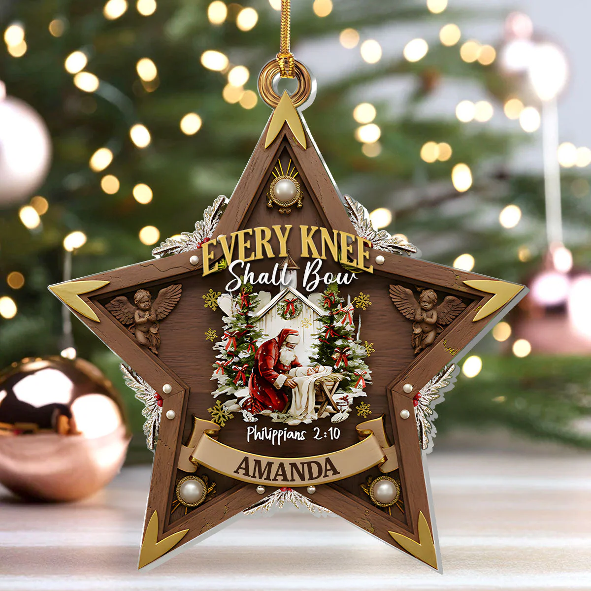 Every Knee Shall Bow - Personalized 1-Layer Acrylic Ornament HL128 - Image 4