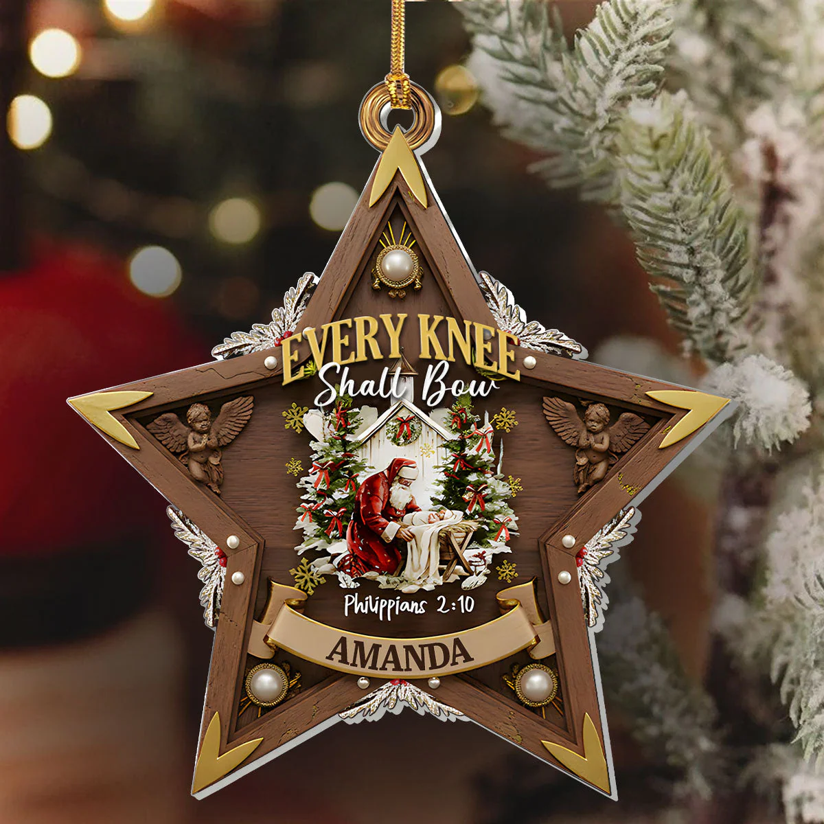 Every Knee Shall Bow - Personalized 1-Layer Acrylic Ornament HL128 - Image 6