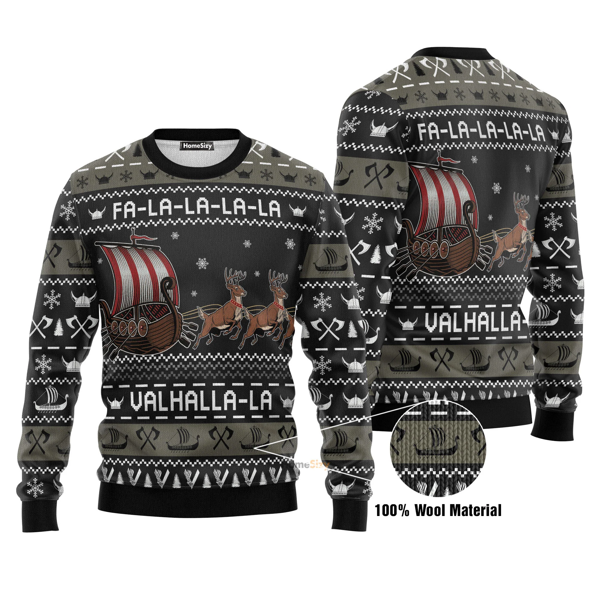 Fa-la-la-valhalla Viking - Funny Ugly Christmas Sweater - Image 3