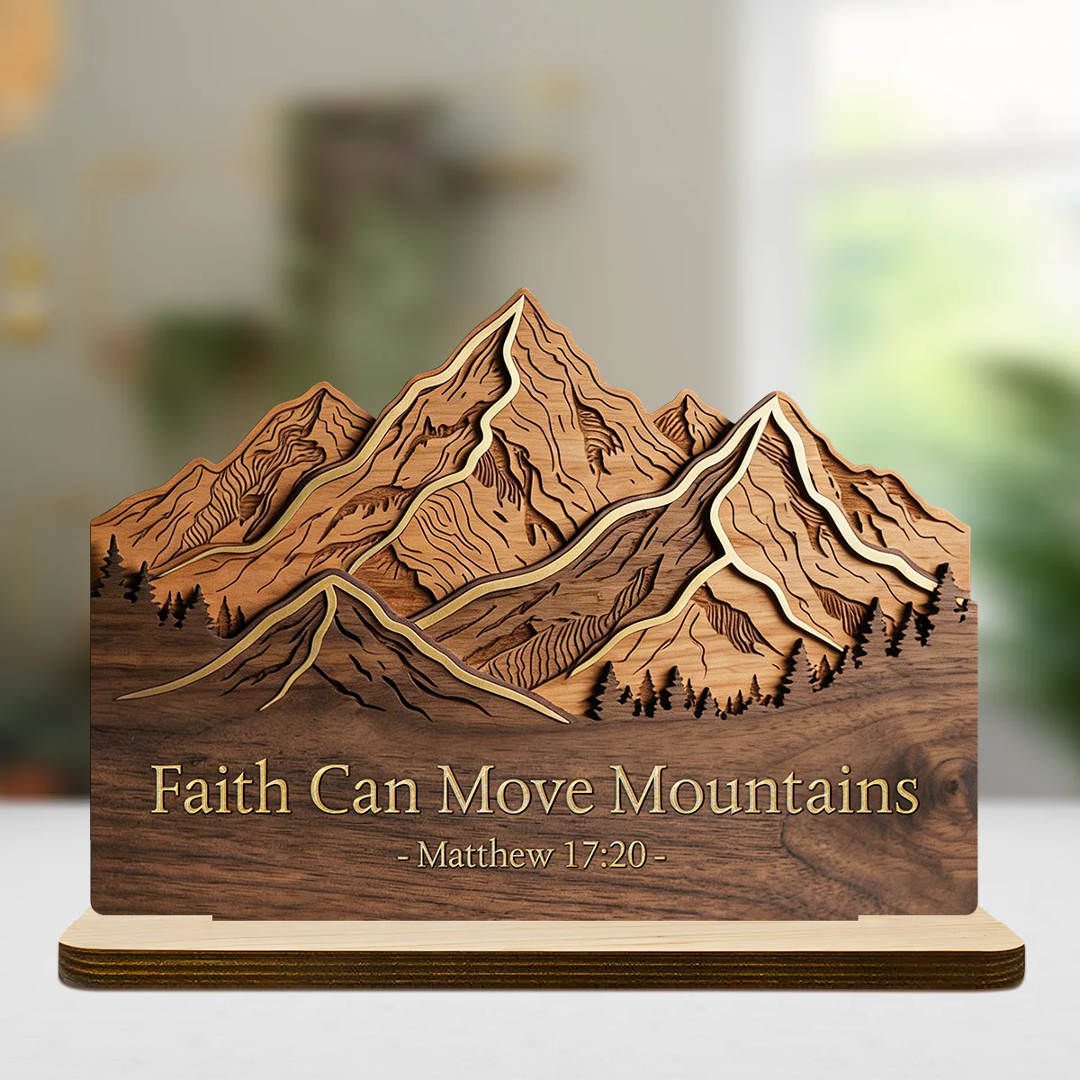 Faith Can Move Mountains 2-Layer Wood Plaque - Gift For Family - Image 4