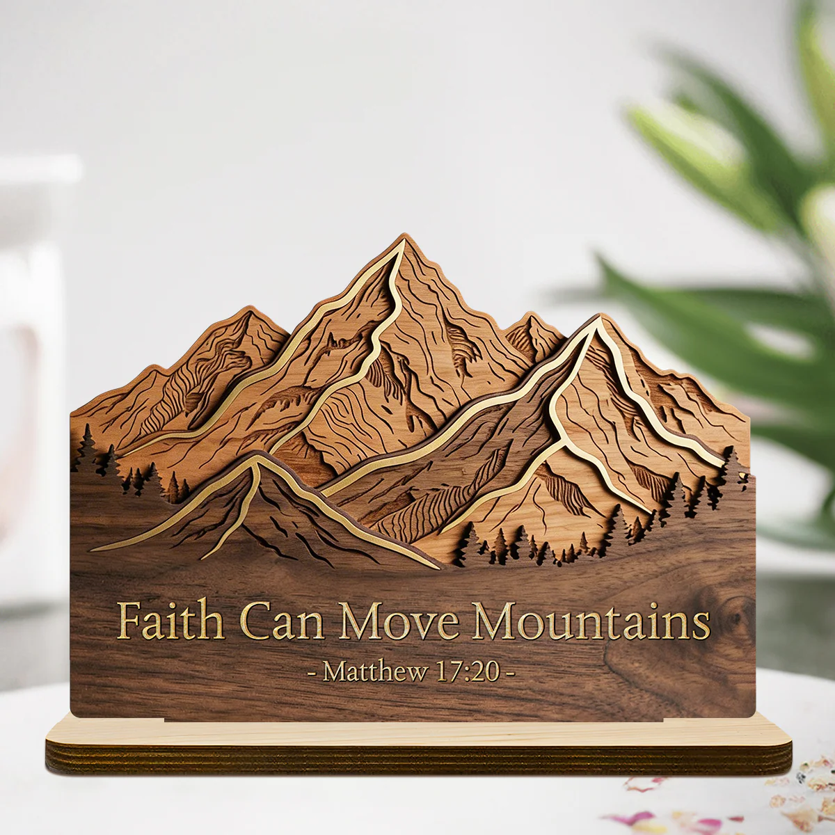 Faith Can Move Mountains 2-Layer Wood Plaque - Gift For Family - Image 6