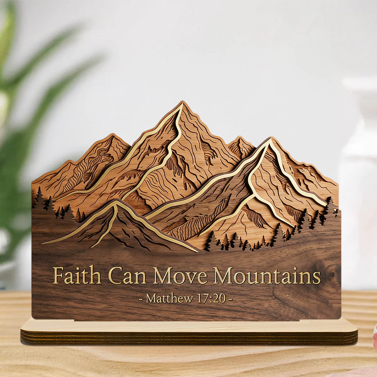 Faith Can Move Mountains 2-Layer Wood Plaque - Gift For Family - Image 7