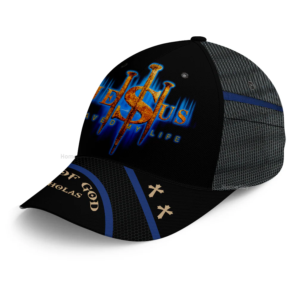 Faith Cap with “Jesus Saved My Life” Religious Classic Cap- Christian Gift For Men, Dad, Grandpa, Husband | Custom Name - Image 4
