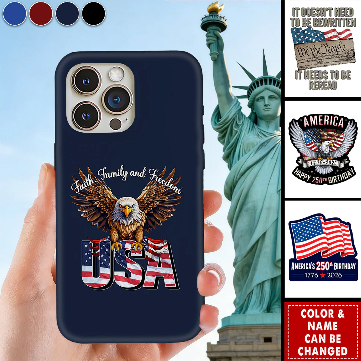 Faith, Family And Freedom USA - Personalized Phone Case - Gift For Patriotic HN02