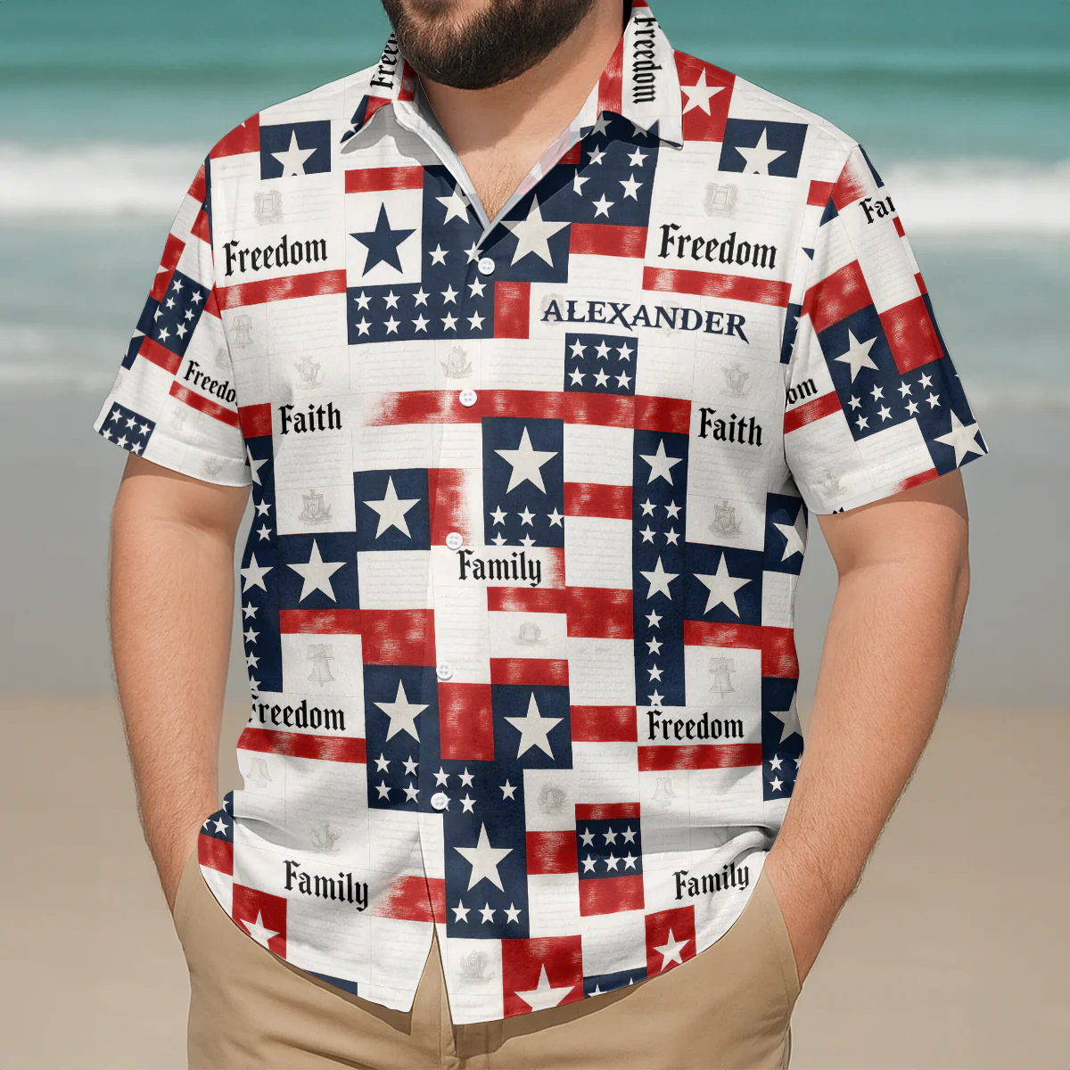 Faith Family Freedom - Personalized Hawaiian Shirt - Gift for Dad, Husband, Grandpa - Image 3
