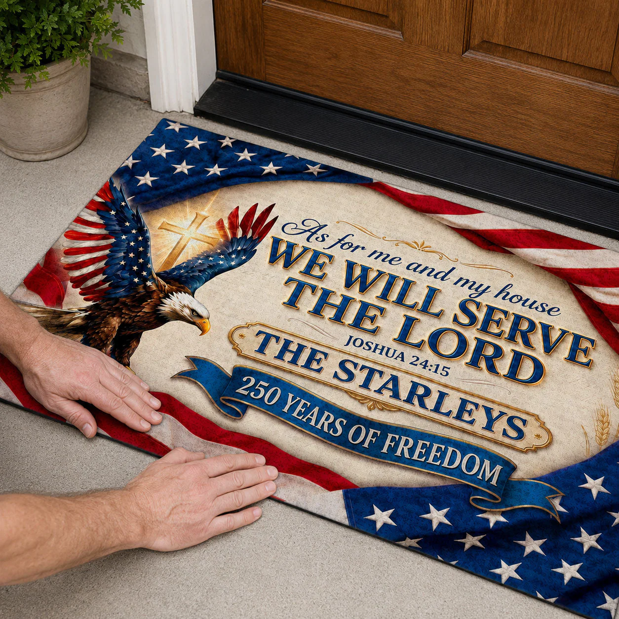 Faith Freedom Family - Personalized Doormat - Patriotic Gift For Family - Image 2