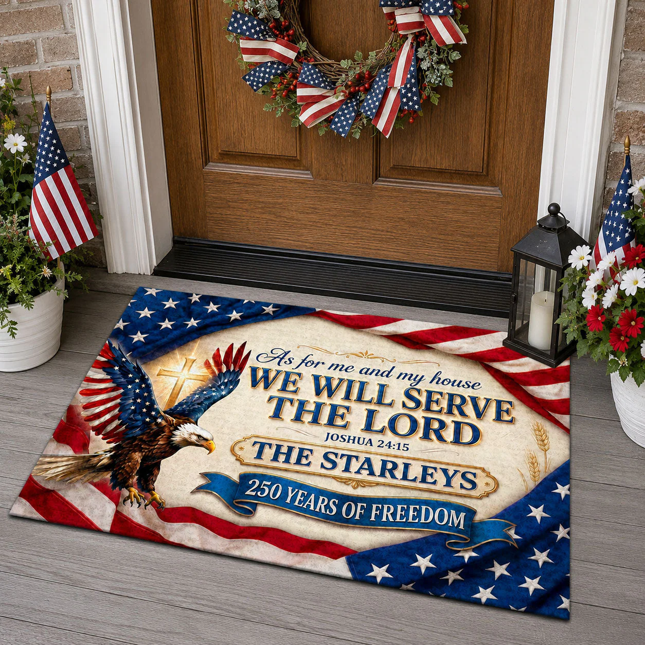 Faith Freedom Family - Personalized Doormat - Patriotic Gift For Family - Image 4