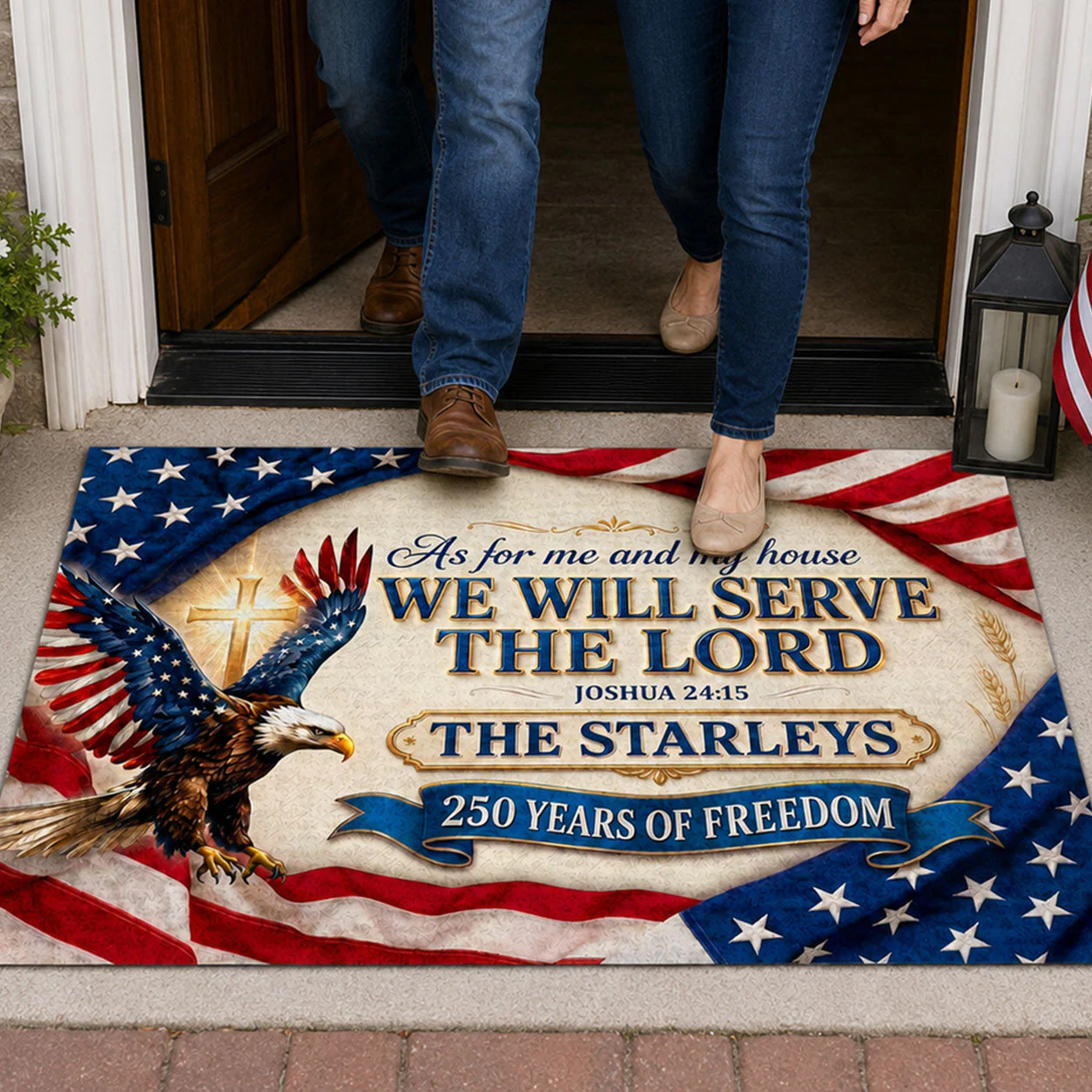 Faith Freedom Family - Personalized Doormat - Patriotic Gift For Family - Image 5