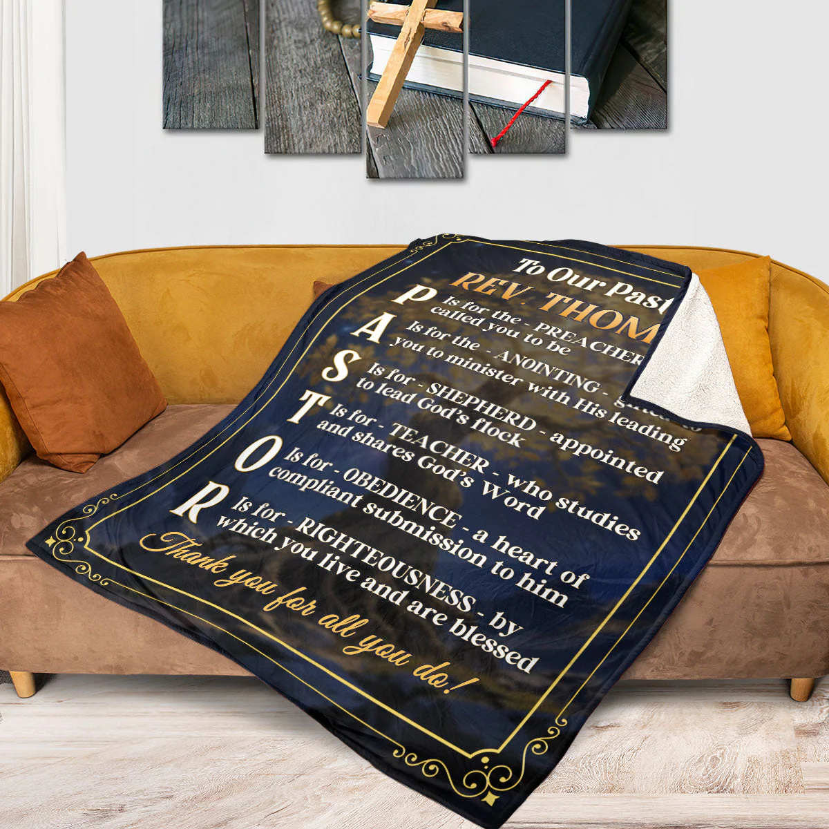 Faith & Gratitude Pastor - Personalized Fleece Blanket TD118 - Image 2